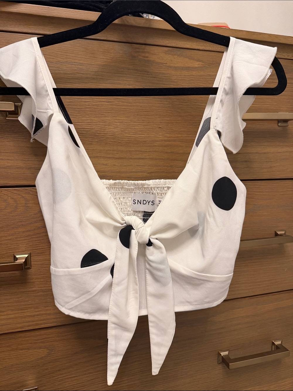 SNDYS White Polka Dot Crop Top